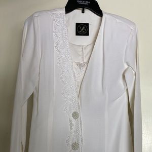 Classic Victoria Ashley Elegant White Suit Dress